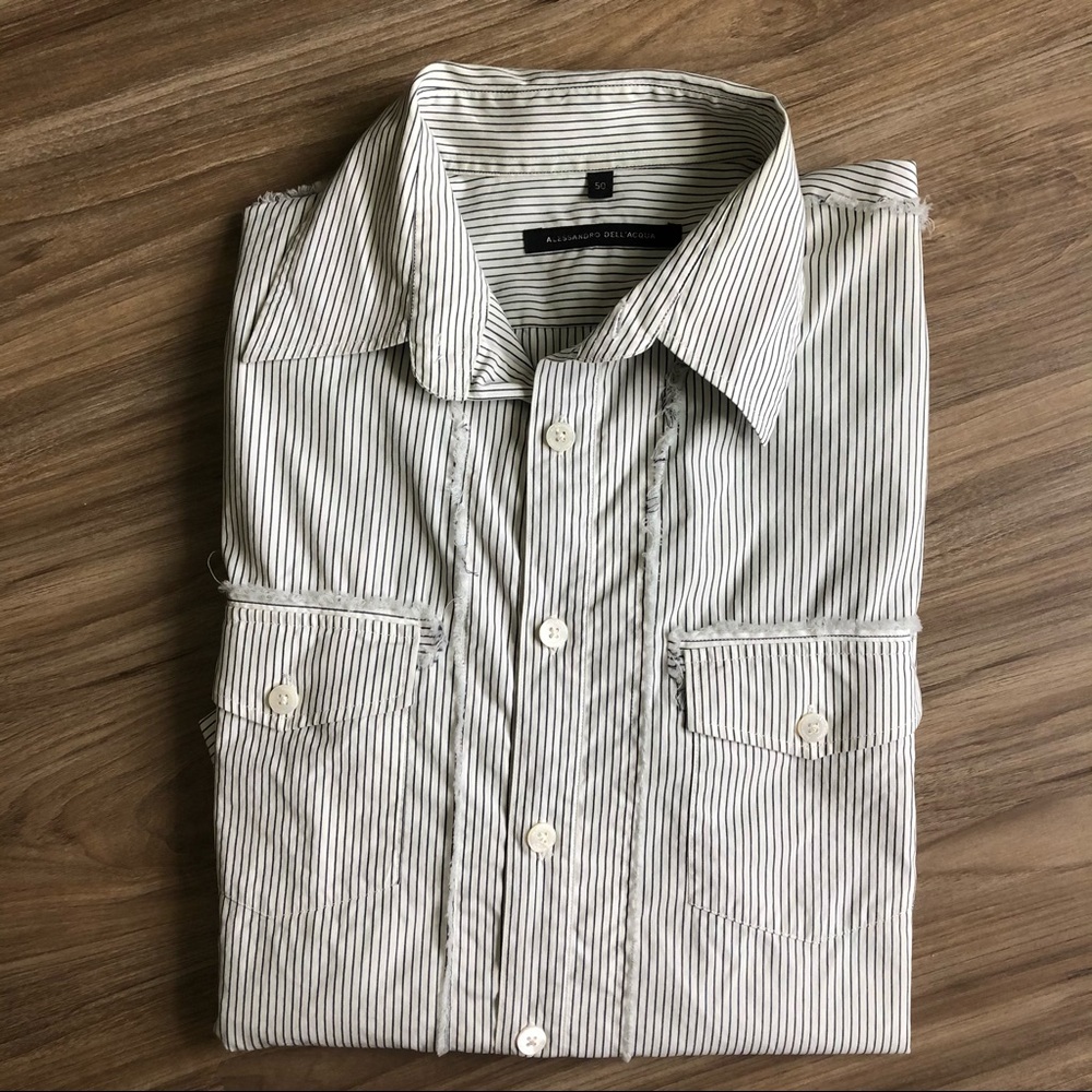 Alessandro Dell'acqua Frayed Striped Button Shirt